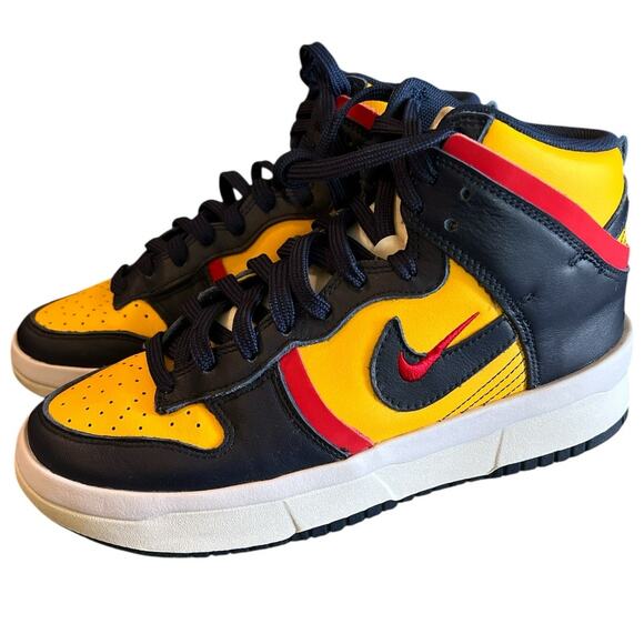 Nike Dunk High Up "Michigan" Sneaker in a Varsity Maize Navy and Red Size 7.5 - Picture 1 of 6